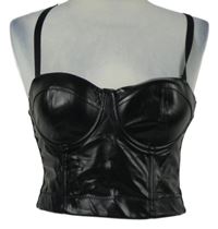 Dámský černý koženkový korzetový crop top vel. 80B