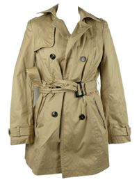 Dámský béžový plátěný jarní kabát s páskem C&A