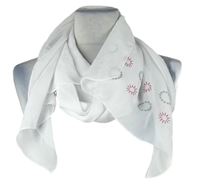 Dámská bílá šifonová šála s kytičkami 