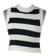 Dámská smetanovo-černá pruhovaná svetrová crop vesta 