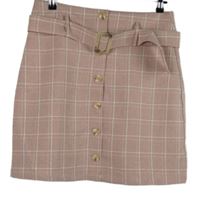 Dámská růžová kostkovaná sukně s páskem Unique21