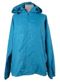 Dámská tyrkysová vzorovaná šusťáková sportovní bunda s kapucí 