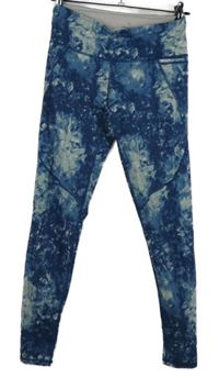 Dámské modro-bílé vzorované sportovní funkční legíny Sweaty Betty 