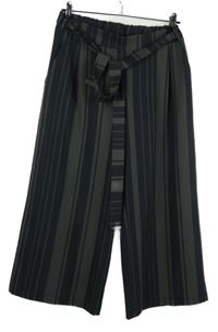 Dámské černo-khaki pruhované culottes kalhoty s páskem Cartoon 