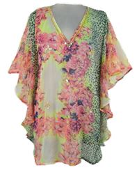 Dámská barevná květovaná šifonová tunika s korálky Pfeffinger 