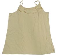 Světleoranžový crop top s volánkem 
