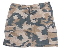 Růžovo-šedá army plátěná sukně s kapsami F&F