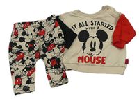 2set- béžovo-červeno-černá mikina s Mickey Mousem+ legíny George