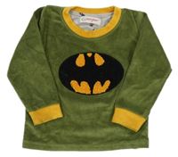 Khaki-žlutá sametová mikina s Batmanem