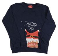 Tmavomodrá mikina se Santa Clausem 