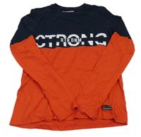 Tmavomodro-červené triko s nápisem Retour vel.176