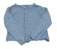 Světlemodrý perforovaný propínací svetr