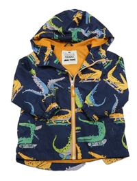 Tmavomodrá šusťáková jarní bunda s krokodýly a kapucí F&F