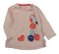 Světlerůžové triko s míči a ptáčkem Esprit