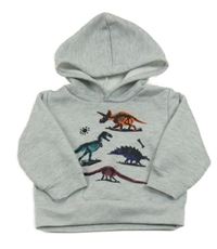 Světlešedá mikina s dinosaury a kapucí Shein