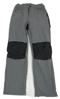 Šedo-černé šusťákové podšité kalhoty Crane