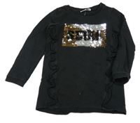 Černé teplákové šaty s překlápěcími flitry Name it