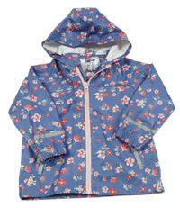 Modrá květinová nepromokavá bunda s kapucí Lupilu