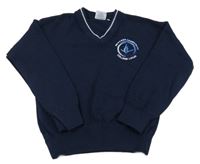 Tmavomodrý svetr s výšivkou 