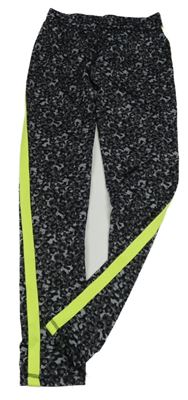 Šedo-černé sportovní legíny s flíčky a proužkem Y.F.K.