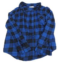 Černo-modá kostkovaná flanelová halenka H&M