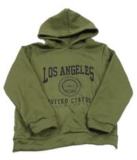 Khaki mikina s nápisem a kapucí 