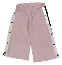 Světlerůžové culottes kalhoty s proužkem 