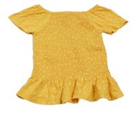 Žluté žabičkové tričko s puntíky Topolino