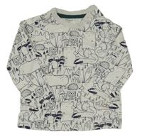Bílo-vzorované triko se zvířátky F&F