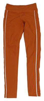 Oranžovo-hnědé sportovní legíny s proužkem a kapsou H&M