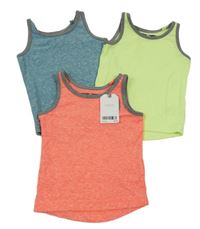 Nové - 3 x tílko - neonově zeleno-šedé + růžovo-šedé + modro-šedé Next