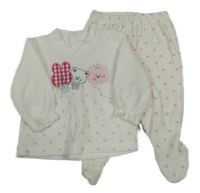 2set- Bílé sametové triko se zvířaty a srdíčky + polodupky