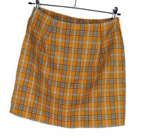 Dámská oranžovo-černo-bíá kostkovaná sukně s rozparky Shein