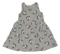 Šedé bavlněné šaty s jednorožci H&M