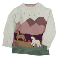 Bílo-barevný svetr s koníky