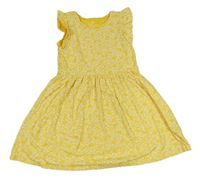 Žluté kytičkované bavlněné šaty H&M