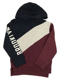 Tmavomodro-smetanovo-vínová mikina s kapucí Primark