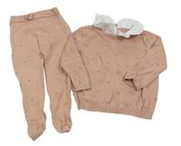2set - Růžový 3D puntíkatý svetr s límečkem + polodupky George