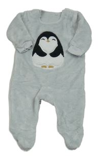 Šedý chlupatý overal s tučňákem Nutmeg