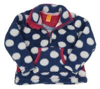 Tmavomodro-bílá puntíkatá chlupatá mikina 