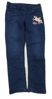 Tmavomodré džegíny s jednorožci C&A