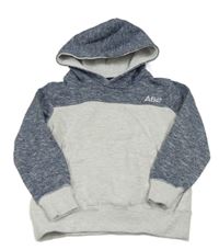 Světlešedo-tmavomodrá melírovaná mikina s číslem a kapucí dopodopo