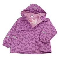 Fialová nepromokavá jarní bunda s koňmi a kapucí 