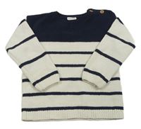 Světlebéžovo-tmavomodrý svetr s pruhy F&F