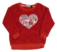 Červená chlupatá mikina s Pepinou 