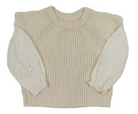 Smetanový žinylkový svetr s halenkovými rukávy Matalan