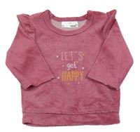 Růžová sametová žebrovaná mikina s nápisem Ergee