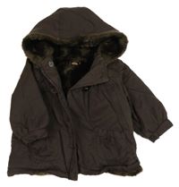 Čokoládová šusťáková zateplená bunda s kapucí 