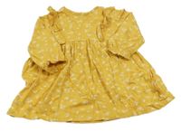 Okrové šaty s kytičkami a volánky F&F