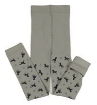 Šedé thermo punčochové legíny s koníky 